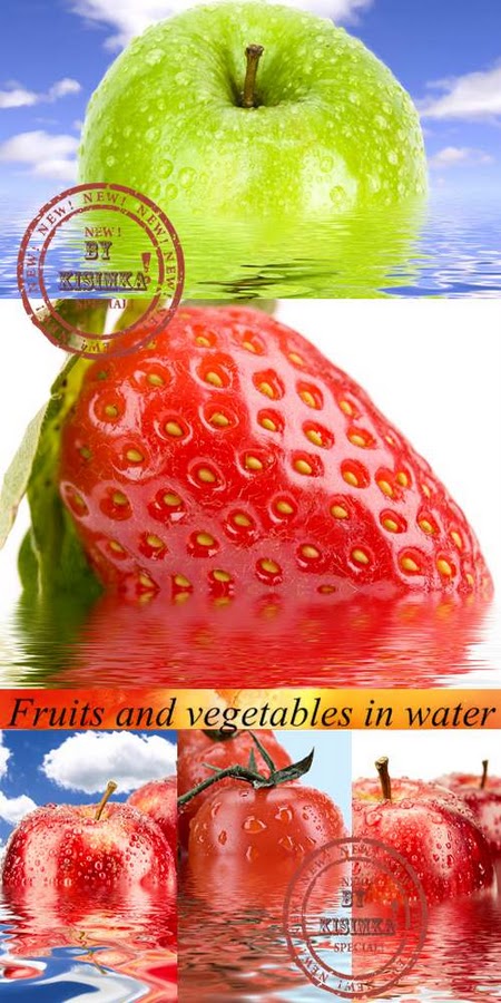Stock Photo: Fruits and vegetables in water
