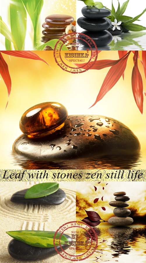 Stock Photo: Leaf with stones zen still life