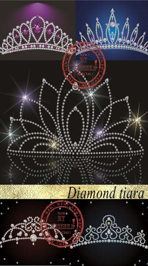 Stock: Diamond tiara - bridal, princess or beauty queen vector illustrations