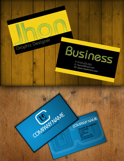 Blue And Yellow Business Card
