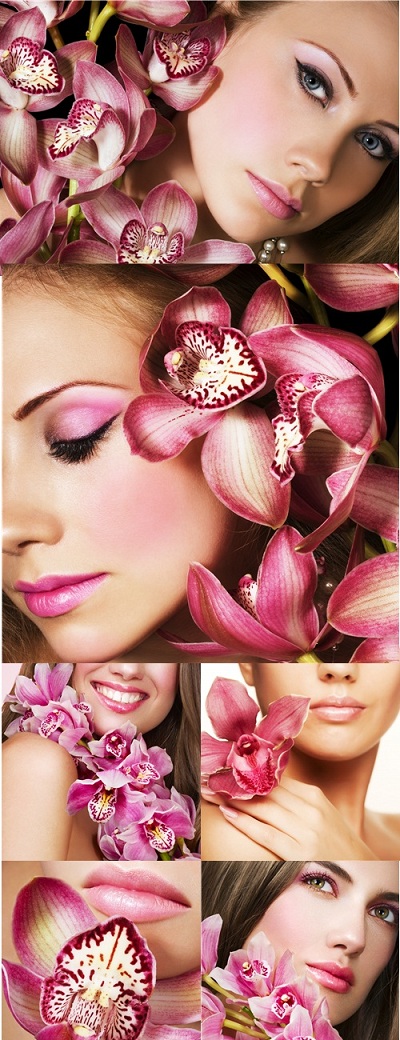 Stock photos - Girl with orchids