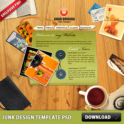 Junk Design Template PSD