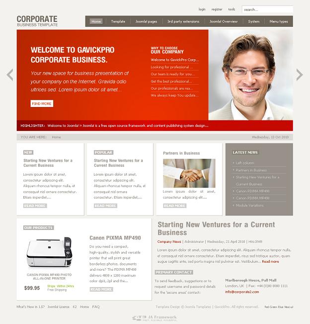 GK Corporate 2 v2.0.13 for Joomla 1.5 and v1.1 for Joomla 1.6