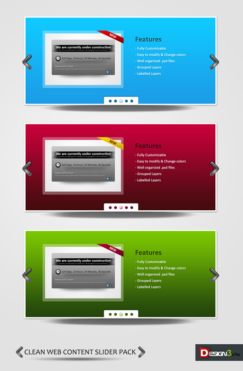 Clean & Free Web Content Slider Pack