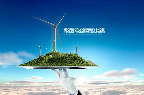 Creative PSD layered clouds in the side panel material